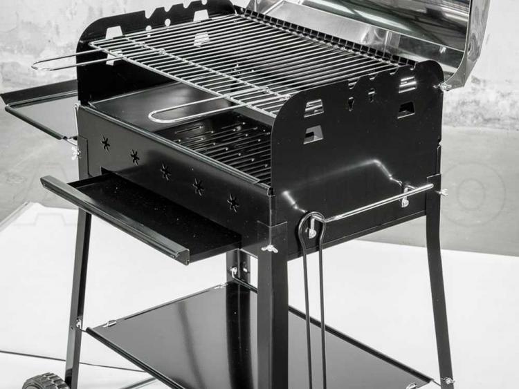 Ferraboli Barbecue Garda Carbonella Carrello Ruote Griglia 58X37 Grill Giardino