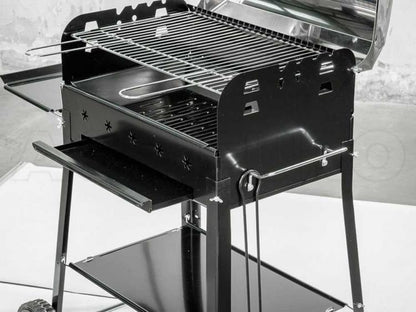 Ferraboli Barbecue Garda Carbonella Carrello Ruote Griglia 58X37 Grill Giardino