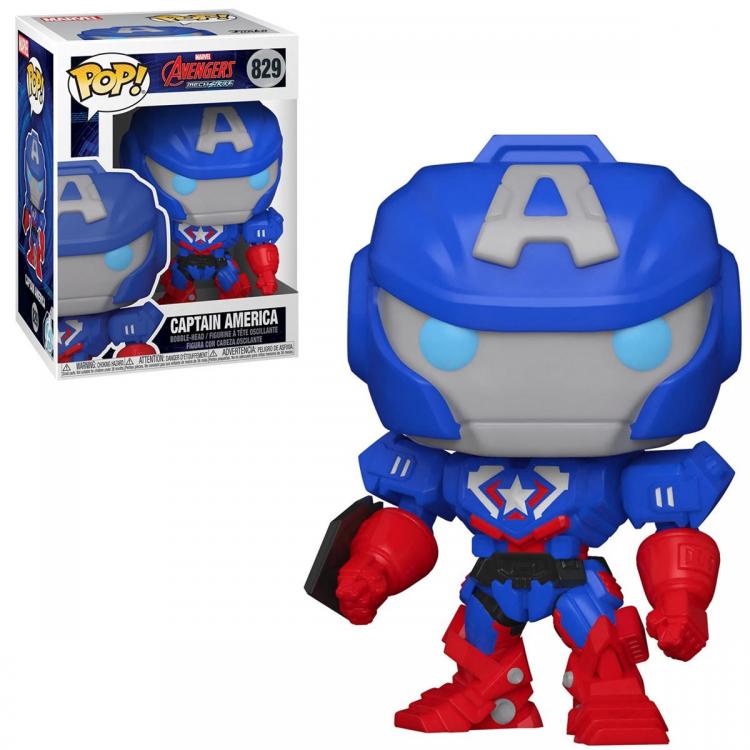 Funko Pop Marvel Avengers Mech Strike 829 Captain America Vinyl Da Collezione