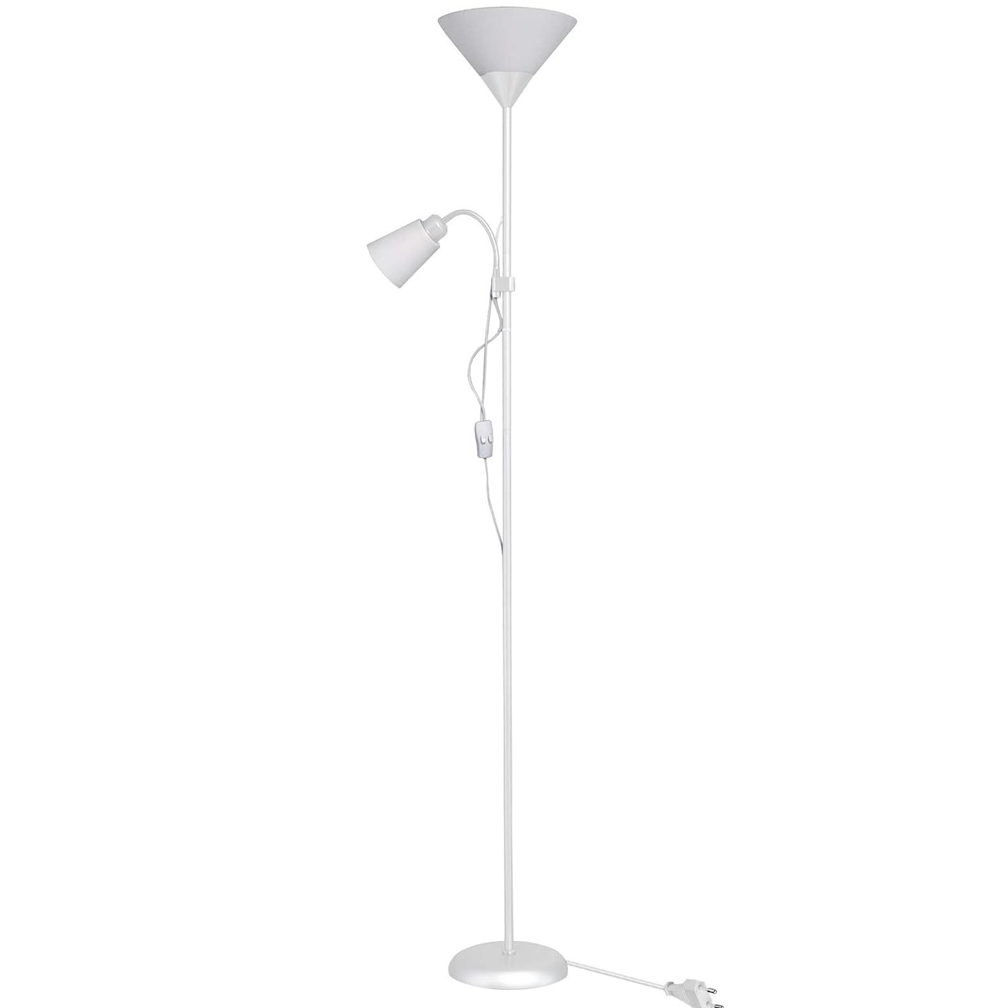 Lampada Piantana Led Da Terra 2 Luci E27 Braccio Flessibile Lettura Divano D23-B