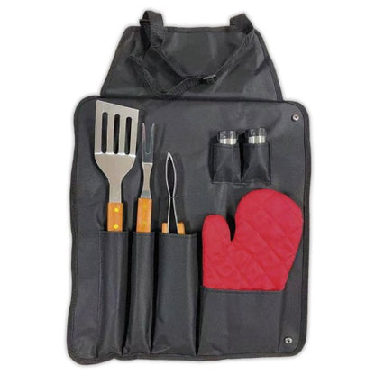 Fenner Grembiule Con Attrezzi Per Barbecue 6 Accessori Bbq Utensili Per Barbecue