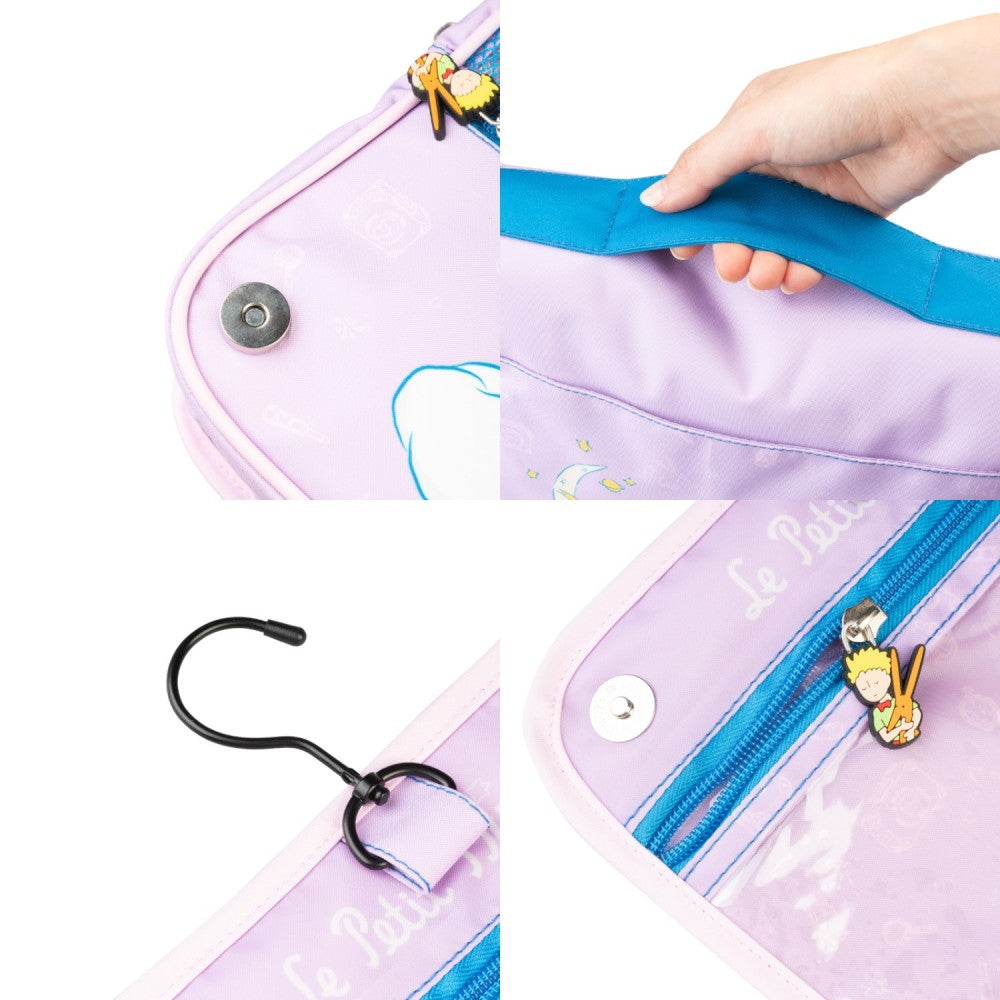 Beauty Case da Viaggio (Il Piccolo Principe) Collection Borsa Bag Borsellino Donna da Viaggio da Appendere Impermeabile con Scomparti e Gancio | Organizer Trucchi Portatile, Regalo Donna (24 x 20 x 9 cm)