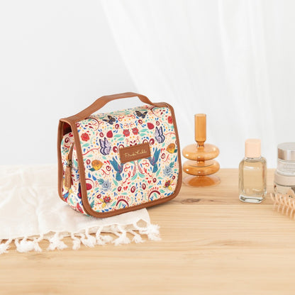 Beauty Case da Viaggio (Frida Kahlo) Collection Borsa Bag Borsellino Donna da Viaggio da Appendere Impermeabile con Scomparti e Gancio | Organizer Trucchi Portatile, Regalo Donna (24 x 20 x 9 cm)