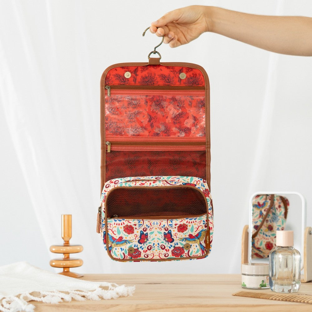 Beauty Case da Viaggio (Frida Kahlo) Collection Borsa Bag Borsellino Donna da Viaggio da Appendere Impermeabile con Scomparti e Gancio | Organizer Trucchi Portatile, Regalo Donna (24 x 20 x 9 cm)