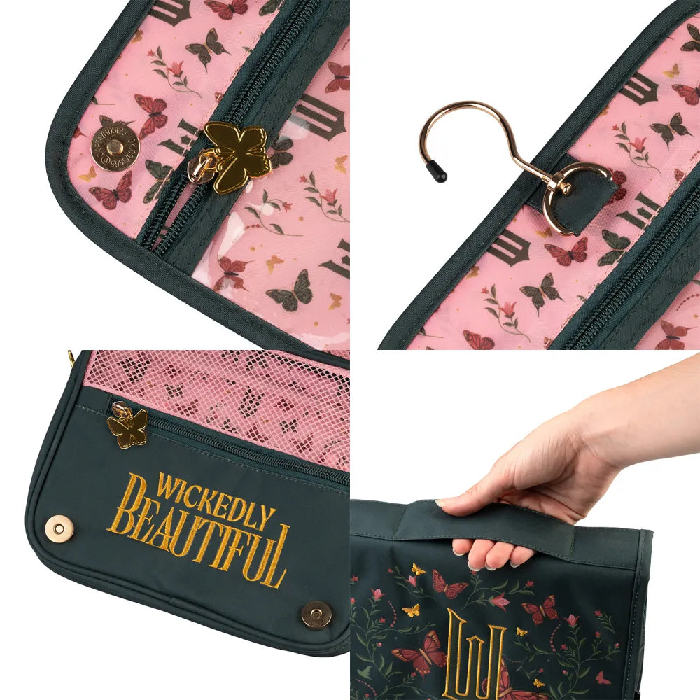 Beauty Case da Viaggio (Wicked) Collection Borsa Bag Borsellino Donna da Viaggio da Appendere Impermeabile con Scomparti e Gancio | Organizer Trousse Trucchi Portatile, Regalo Donna (24 x 20 x 9 cm)