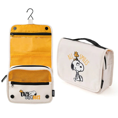 Beauty Case da Viaggio (Snoopy) Collection Borsa Bag Borsellino Donna da Viaggio da Appendere Impermeabile con Scomparti e Gancio | Organizer Trucchi Portatile, Regalo Donna (24 x 20 x 9 cm)