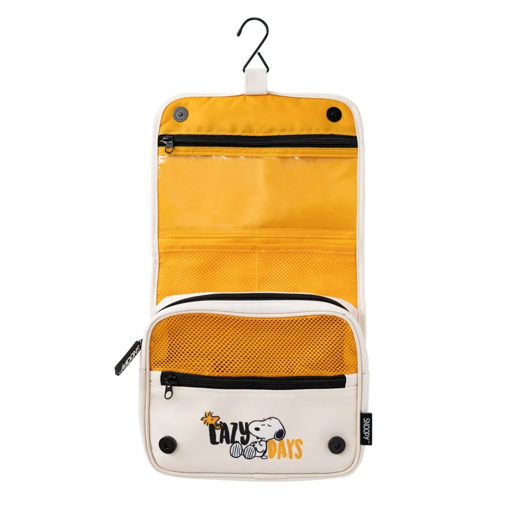 Beauty Case da Viaggio (Snoopy) Collection Borsa Bag Borsellino Donna da Viaggio da Appendere Impermeabile con Scomparti e Gancio | Organizer Trucchi Portatile, Regalo Donna (24 x 20 x 9 cm)