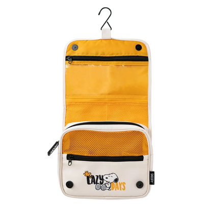 Beauty Case da Viaggio (Snoopy) Collection Borsa Bag Borsellino Donna da Viaggio da Appendere Impermeabile con Scomparti e Gancio | Organizer Trucchi Portatile, Regalo Donna (24 x 20 x 9 cm)