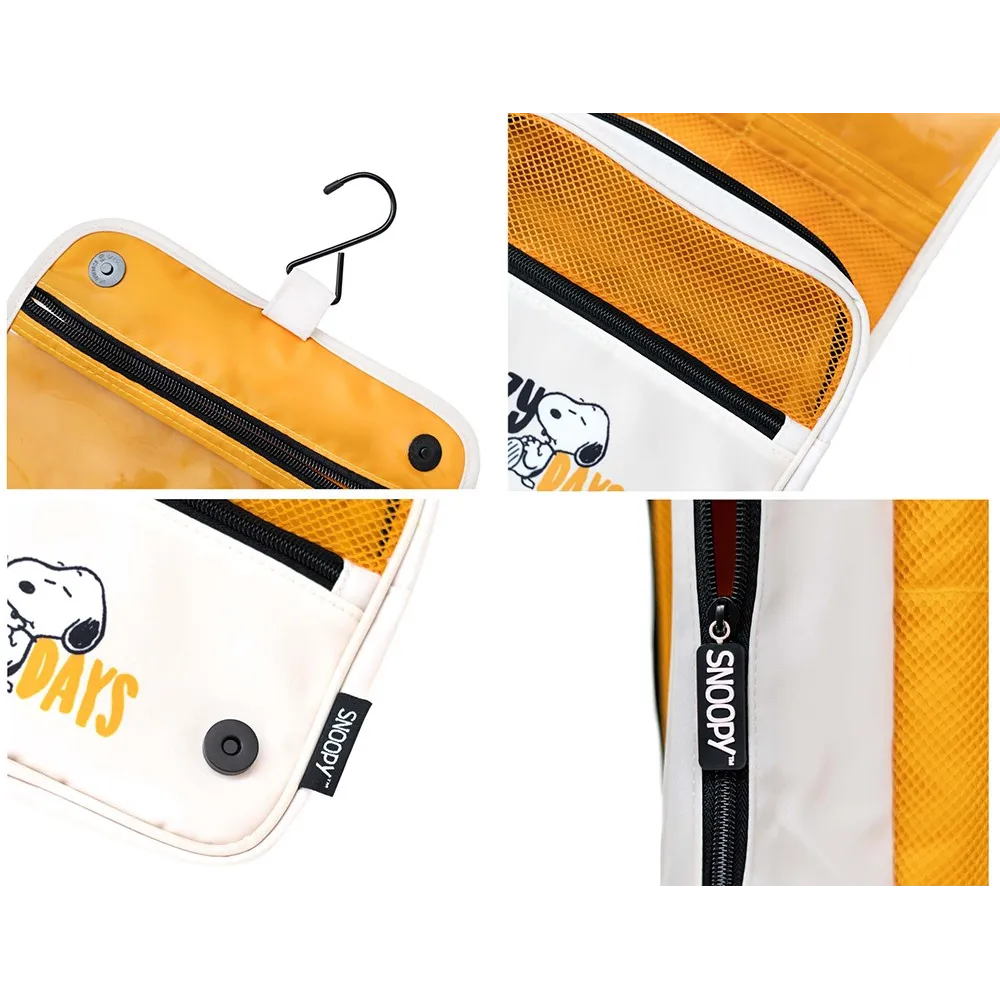 Beauty Case da Viaggio (Snoopy) Collection Borsa Bag Borsellino Donna da Viaggio da Appendere Impermeabile con Scomparti e Gancio | Organizer Trucchi Portatile, Regalo Donna (24 x 20 x 9 cm)