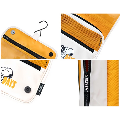 Beauty Case da Viaggio (Snoopy) Collection Borsa Bag Borsellino Donna da Viaggio da Appendere Impermeabile con Scomparti e Gancio | Organizer Trucchi Portatile, Regalo Donna (24 x 20 x 9 cm)