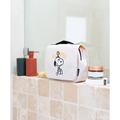 Beauty Case da Viaggio (Snoopy) Collection Borsa Bag Borsellino Donna da Viaggio da Appendere Impermeabile con Scomparti e Gancio | Organizer Trucchi Portatile, Regalo Donna (24 x 20 x 9 cm)