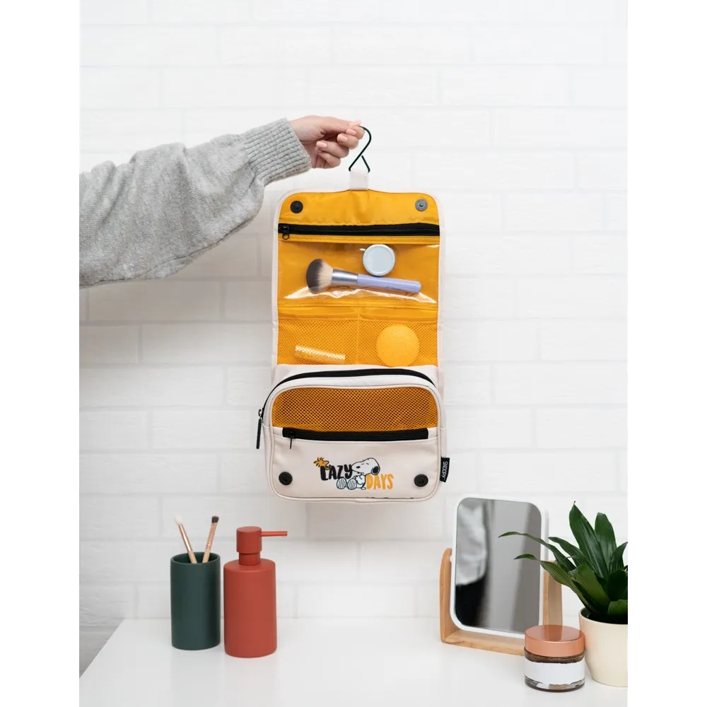 Beauty Case da Viaggio (Snoopy) Collection Borsa Bag Borsellino Donna da Viaggio da Appendere Impermeabile con Scomparti e Gancio | Organizer Trucchi Portatile, Regalo Donna (24 x 20 x 9 cm)