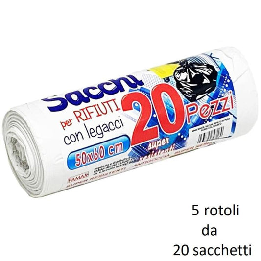 100 BUSTE SACCHI SACCHETTI RIFIUTI SPAZZATURA RACCOLTA DIFFERENZIATA 50X60cm BIA