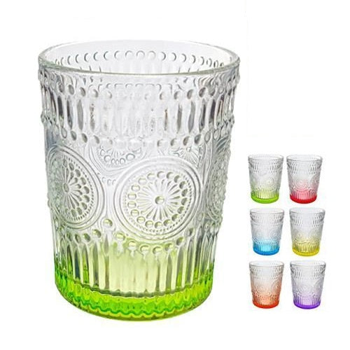 Set 6 Bicchieri In Vetro Colorati Da Tavola Per Acqua Cocktail Drink Bibite Vino