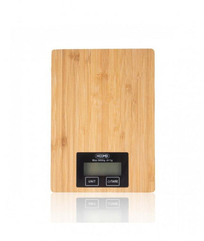BILANCIA DIGITALE DA CUCINA LEGNO TAGLIERE BAMBÙ DA 1g A 5kg ELETTRONICA HM-1212