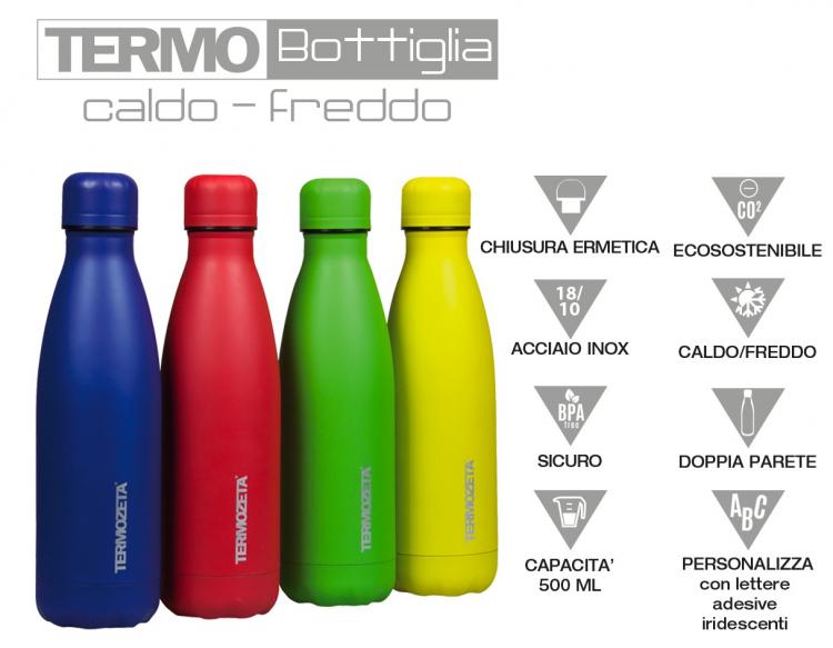 Termozeta Thermos Bottiglia Caldo-Freddo A Doppia Parete 500Ml Bevande Calde