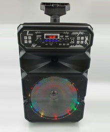 CASSA KARAOKE LED AMPLIFICATA TROLLEY BLUETOOTH USB SD CON MICROFONO TELECOMANDO