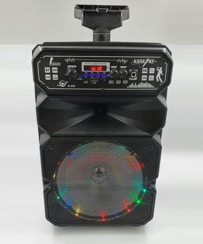 CASSA KARAOKE LED AMPLIFICATA TROLLEY BLUETOOTH USB SD CON MICROFONO TELECOMANDO