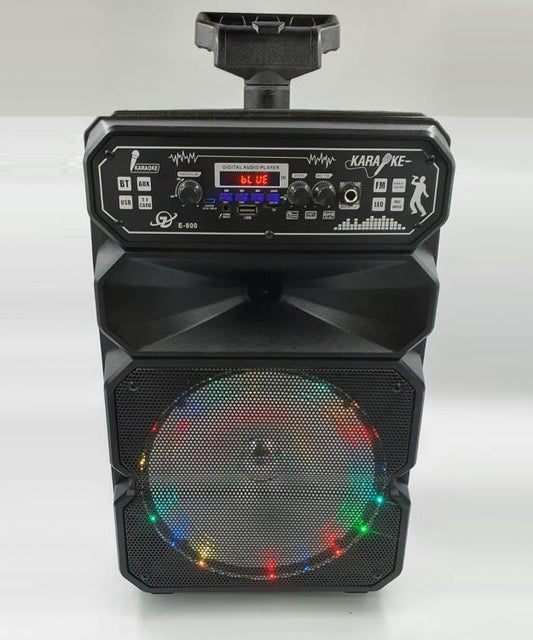 CASSA KARAOKE LED AMPLIFICATA TROLLEY BLUETOOTH USB SD CON MICROFONO TELECOMANDO