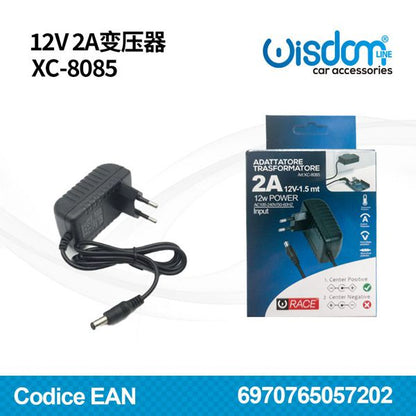 ALIMENTATORE STABILIZZATO 12V 2A TRASFORMATORE SPINA 220V TELECAMERA STRISCE LED