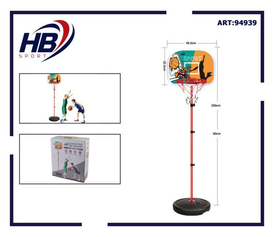 Set Canestro Basket Cerchio Rete + Palla Con Base Tabellone Gioco Bambini |200Cm