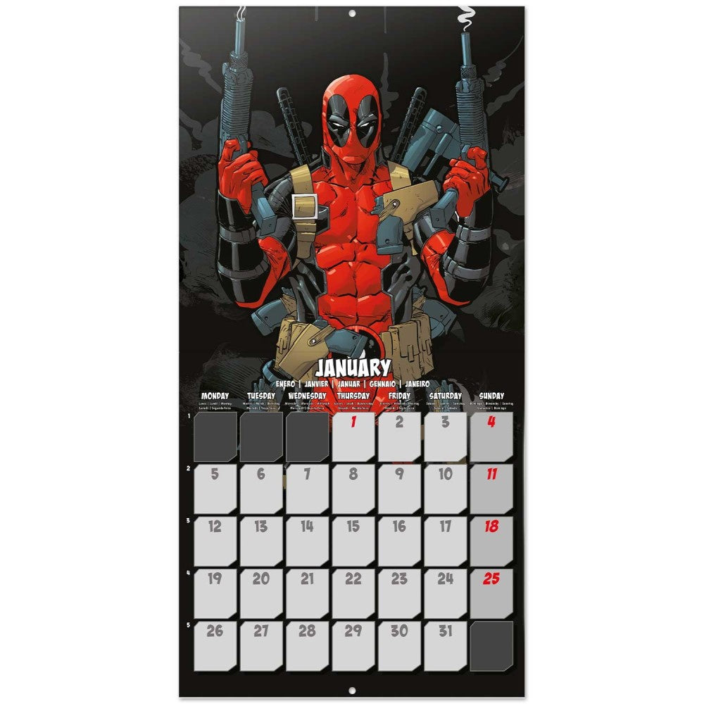 Calendario 2026 (Marvel Legends Deadpool) da Muro/Parete 30X30 con Gadget + Poster da Parete in Regalo - Licenza ufficiale