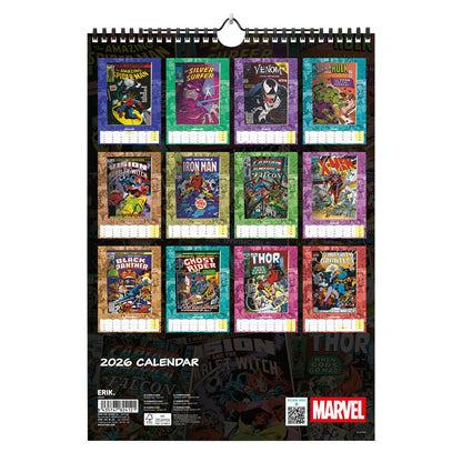 Calendario 2026 (Marvel Comics) da Muro/Parete  43,5x27cm con Gadget + Poster da Parete in Regalo - Licenza ufficiale