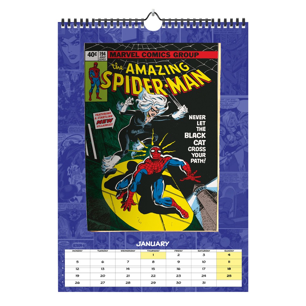 Calendario 2026 (Marvel Comics) da Muro/Parete  43,5x27cm con Gadget + Poster da Parete in Regalo - Licenza ufficiale
