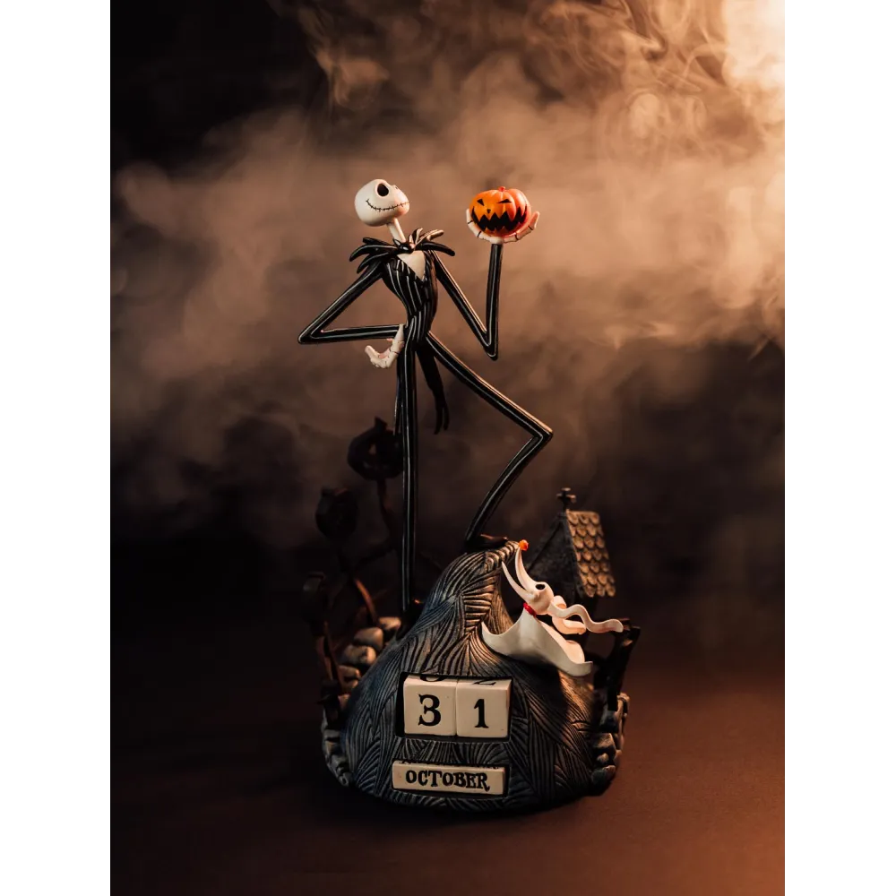 Calendario Perpetuo - The Nightmare Before Christmas (Jack Skellington & Zero) 3D da Tavolo Decorazione da Scrivania per Fans: Regalo Disney Gadget 12 x 12 x 23 cm