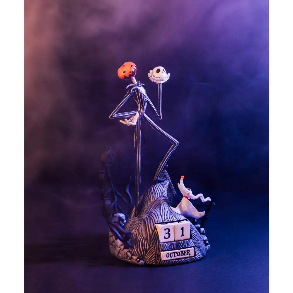 Calendario Perpetuo - The Nightmare Before Christmas (Jack Skellington & Zero) 3D da Tavolo Decorazione da Scrivania per Fans: Regalo Disney Gadget 12 x 12 x 23 cm