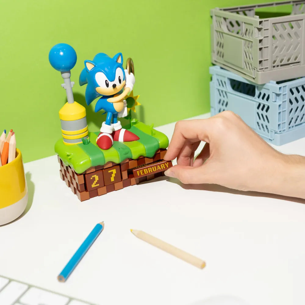 Calendario Perpetuo - Sonic (The Hedgehog) 3D da Tavolo - Figure PVC Statua Gadget Decorazione per Scrivania Fans: Regalo