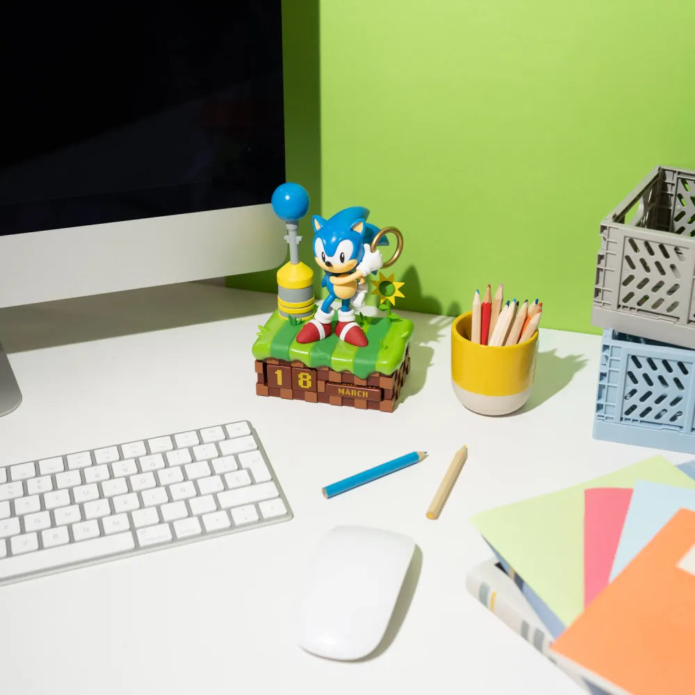 Calendario Perpetuo - Sonic (The Hedgehog) 3D da Tavolo - Figure PVC Statua Gadget Decorazione per Scrivania Fans: Regalo