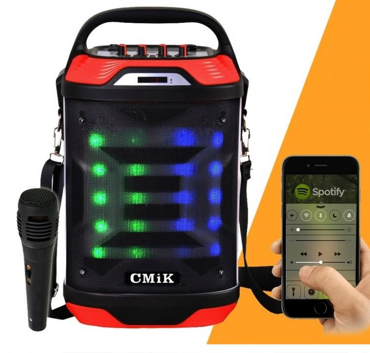 CASSA AMPLIFICATA KARAOKE PORTATILE CON MICROFONO RADIO DJ Bluetooth SD MP3 USB