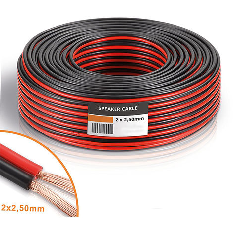 Matassa Cavo Audio 85M Metri Bipolare Per Casse Stereo Rosso Nero 2X2,5Mm Auto