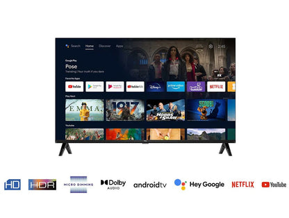 TCL S54 Smart TV Led 32" 1080P Full HD Wi-Fi HDR-10 Nero Android TV 32S5400A