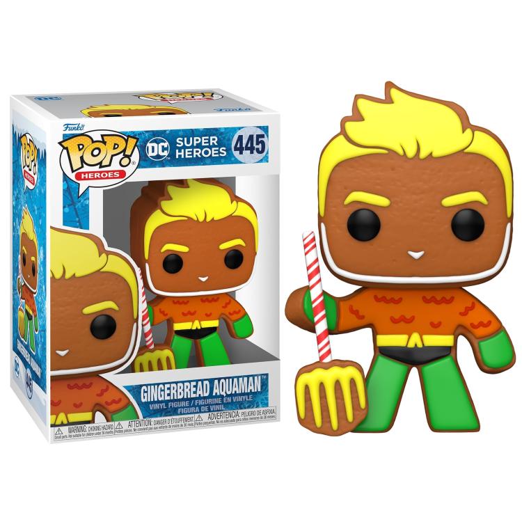 Funko Pop ! Dc Heroes Holiday (445) Gingerbread Aquaman Vinyl Figure Statua 9Cm