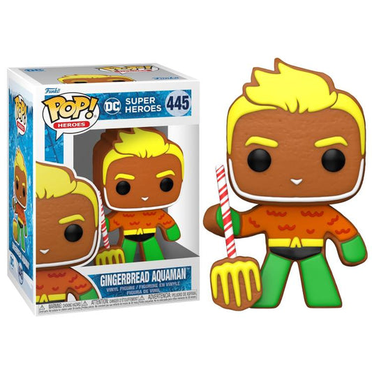 Funko Pop ! Dc Heroes Holiday (445) Gingerbread Aquaman Vinyl Figure Statua 9Cm