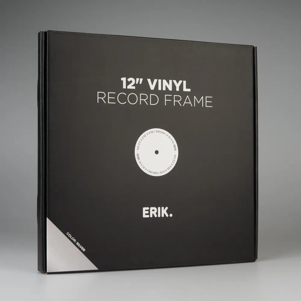Cornice per Vinile (Argento) Porta Disco Vinile da Parete 35,5 x 35,5 in MDF e Vetro Metacrilato | Cornice Quadrata per Copertina di Album con Accessori per Appenderla - Poster Packaging Protettivo (Grigio Silver)