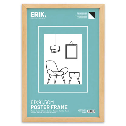 Grupo Erik: Cornice Poster 61 x 91,5 cm effetto legno Faggio Bombata da parete grande, in legno MDF Curvo , Cornice per Maglia da Calcio, Cornice per Quadri grandi