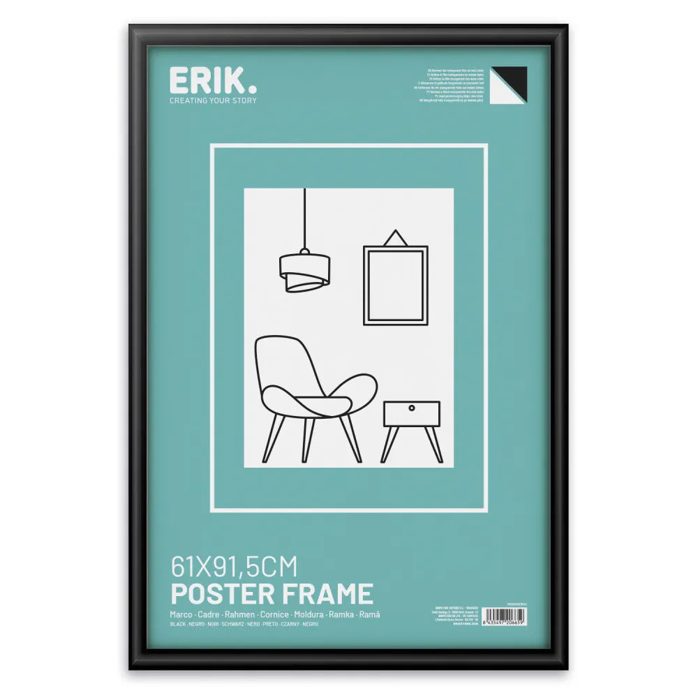 Grupo Erik: Cornice Poster 61 x 91,5 cm Nero Bombata da parete grande, in legno MDF Curvo , Cornice per Maglia da Calcio, Cornice per quadri grandi