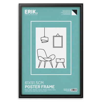 Grupo Erik: Cornice Poster 61 x 91,5 cm Nero Bombata da parete grande, in legno MDF Curvo , Cornice per Maglia da Calcio, Cornice per quadri grandi