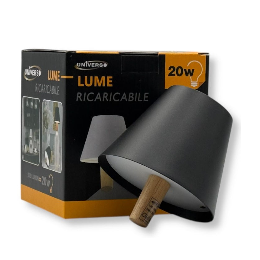 Universo Lampada Led Ricaricabile da Tavolo per Bottiglie Colore Luce Selezionabile CCT 3in1 (Luce Fredda, Naturale e Calda)