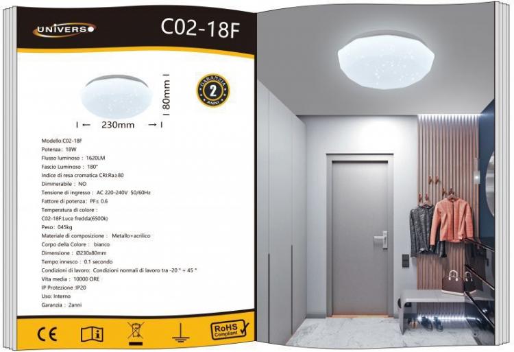 Plafoniera Led 18W Forma Diamante Cielo Stellato Lampadario | Luce Bianco Fredda