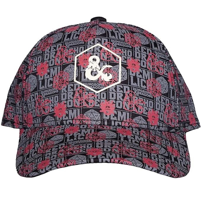 Difuzed - Dungeons & Dragons Logo Ufficiale D&D Strapback - Berretto Cappello con Visiera Curva Stile Baseball Cap Nero