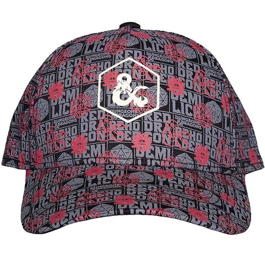 Difuzed - Dungeons & Dragons Logo Ufficiale D&D Strapback - Berretto Cappello con Visiera Curva Stile Baseball Cap Nero