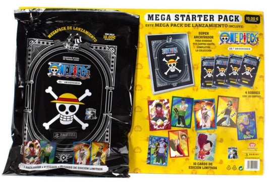 Panini One Piece 25Th Mega Starter Set Album Raccoglitore + 3 Bustine + 5 Card