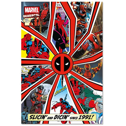 Maxi Poster Marvel (Deadpool) COPERTINA FUMETTO 30 ANNI a Parete per Cameretta Nerd, Ragazzi, Regalo, Licenza Ufficiale, Incorniciabile 91 x 61 cm