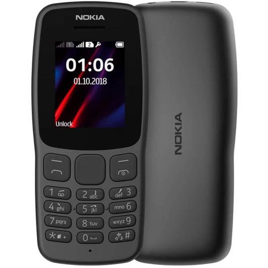 Nokia 106 - Cellulare Tasti Grandi Anziani Ds 1,8 Pollici 4Mb Radio Torcia Nero