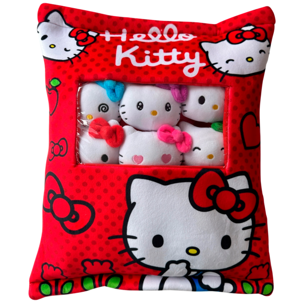 Hello Kitty Cuscino + 6 Mini Peluche Al Suo Interno Con Vari Stati D'Animo