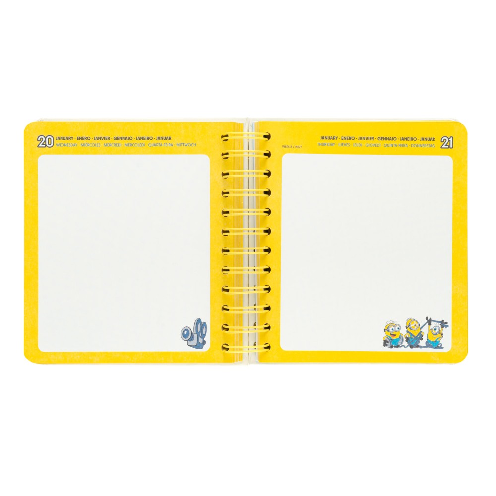 Minions - Diario Scolastico Scuola 2026 2027 Elementari/Medie - Agenda Giornaliera 2026 2027 11 Mesi con Copertina Rigida, Stickers e Divisori Illustrati (14 x 16 cm) - hardcover